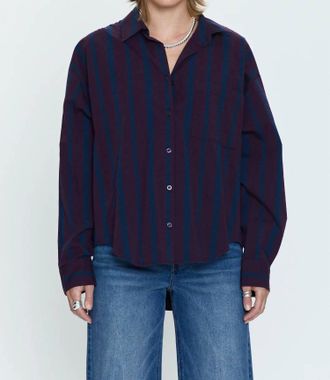 Pistola Denim Sloane Oversized Button Down Shirt In Aubergine Cobalt