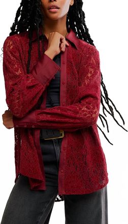 Free People Faith Button Down Blouse In Cabernet
