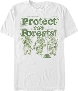 Star Wars Mens Star Wars Ewok Protect Our Forests Graphic T-Shirt in White at Nordstrom, Size Xxx-Large