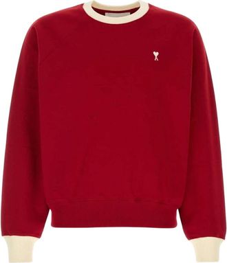 Ami Quota Bicolor Sweatshirt - Heren - Sweatshirts - Rood - M - Katoen - Hoodies & sweatvesten