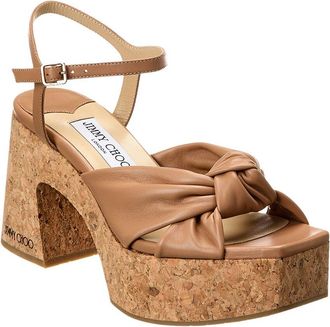 Jimmy Choo London Heloise 95 Leather Wedge Sandal