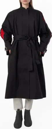 Ferragamo Contrasting Inserts Trench Coat, Brand Size 44 ( US Size 10 )