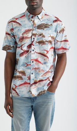 Kahala Micahs Catch Short Sleeve Button-Down Shirt in Silver Blue at Nordstrom, Size Xx-Large