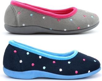 Generic Womens Slippers Ballerina Slippers Slip On Slippers Memory Foam Slippers Carpet Slippers Ballet Slippers Ladies Slippers Dotted Slippers Blue/Grey 3 U
