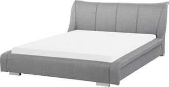Beliani Cama De Agua Tapizada Gris 180 X 200 Cm Con Accesorios Estabilizaci&oacute;n Cabecero Moderno Grande Nantes