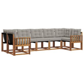 vidaXL Conjunto De Sof&aacute;s De Exterior 7 Pcs Gris Natural Y Claro Vidaxl
