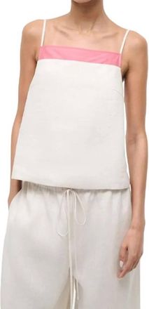 Staud Maisie Linen Top In Blush Canyon