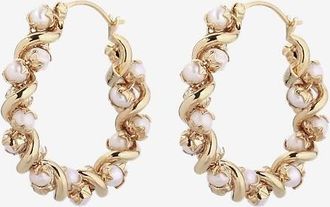 Gas Bijoux Goldene Creolen mit Perlen Eurydice Petit Mod&egrave;le