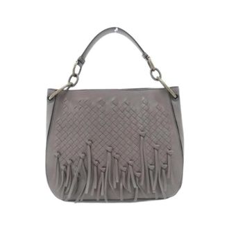 Bottega Veneta Pre-owned Lamb Shoulder Bag - Dames - Pre-owned - Grijs - Maat: ONE Size Leer