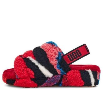 UGG (WMNS) UGG Fluff Yeah Slide Cali Collage Red Black Pink 1118164-RED