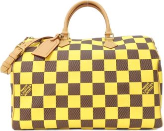 Louis Vuitton Ebene Yellow Coated Canvas Boston Bag (Pre-Owned)