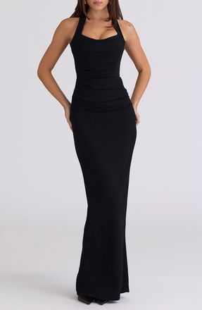 House of CB Sahar Halter Maxi Dress in Black at Nordstrom, Size X-Small