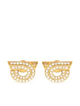 Ferragamo Gancini rhinestone-embellished earrings - Gold