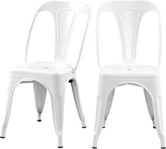 Rendez-Vous Déco Set de 2 sillas de metal blanco mate