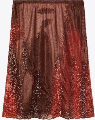 Tory Burch Womens Embellished Jersey Mesh Skirt, size XS