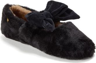 Dearfoams Maryanne Luxe Teddy Maryjane in Black at Nordstrom, Size X-Large