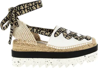 Stella McCartney Beige Cotton Wedge Womens Sandals