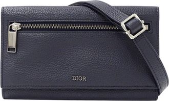 Dior Navy Leather Chain/Shoulder Wallet (Pre-Owned)