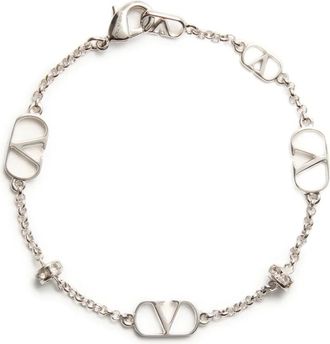 Valentino Garavani VLogo Signature bracelet - women - Palladium-Plated Metal - M - Silver