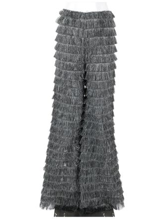 Alberta Ferretti Fringed Fil Coup&eacute; Wide-Leg Trousers
