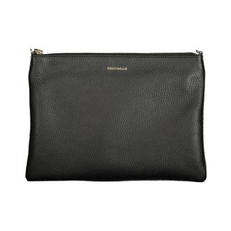 Coccinelle Shoulder Bags, female, Black, ONE SIZE, Black Leather Crossbody Handbag with Zip