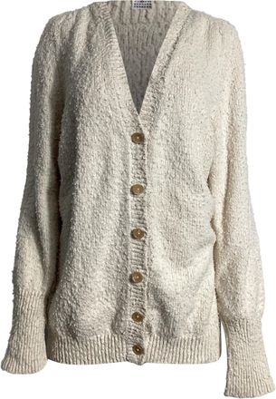 Maison Margiela Pilling Effect Knitted Cardigan in Cream Cotton