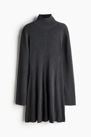 H&M Feinstrick-Kleid mit Turtleneck - Grau
