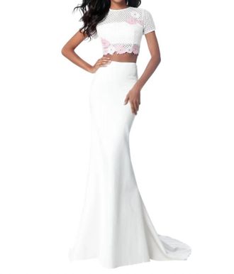 Sherri Hill Two-Piece Set Crop Top In Ivory/pink