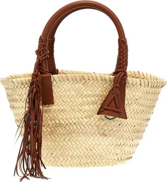 Alanui Womens Icon Palm Leaf Small Tote Brown Acrylic Leather