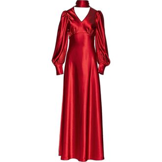 VASILIKI Morgan Silky Bias Cut Dress in Deep Red at Nordstrom, Size Large