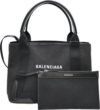 Balenciaga Black Canvas Leather Tote Bag (Pre-Owned)