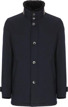 Herno Carcoat in Diagonaal Wol - Heren - Zomerjassen - Blauw - M - Wol - Jassen
