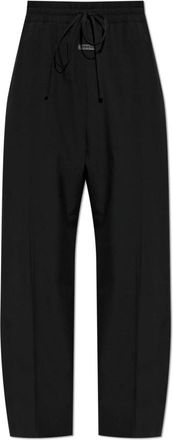 Fear of God Cotton Wool Oxford Wide Leg Drawstring Pants - Heren - Wijde Broeken - Zwart - M - Katoen - Broeken
