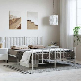 vidaXL Estructura Cama Sin Colch&oacute;n Con Estribo Metal Blanco 193x203 Cm Vidaxl