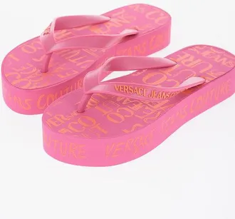 Versace JEANS COUTURE All-OverLogo Flip Flop with Platform 3,5cm size 39