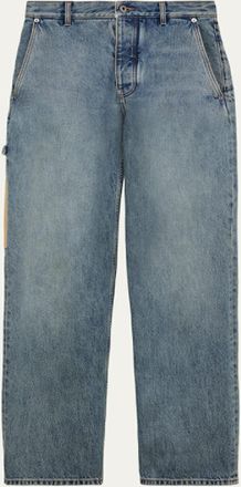Loewe Mens Leather-Patch Straight-Leg Jeans