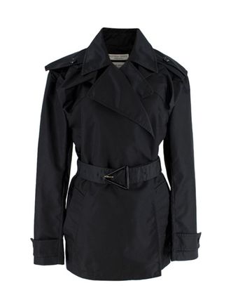 Bottega Veneta Black gabardine short trench coat Size XS