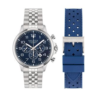 Nautica Mens Nct Blue Ocean Stainless Steel Chronograph Watch
