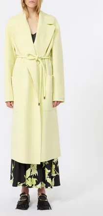 Sportmax Zannata Belted Vigin Wool Trench Coat in Light Yellow at Nordstrom, Size 6