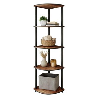 Dmora Estanter&iacute;a Sessanio, Biblioteca 4 Estantes, Instalaci&oacute;n Libre, Tono De Madera Nogal, 34x34x139h Cm Marr&oacute;n Nogal