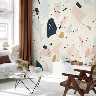 OEM Carta Da Parati Fotografica - Terrazzo Con Pietre Di Grandi Dimensioni In Colori Tenui / Terrazzo Con Pietre Di Grandi Dimensioni