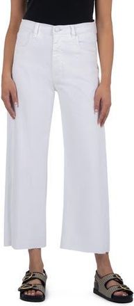 Kut from the Kloth Gwen High Waist Crop Wide Leg Jeans in Optic White at Nordstrom Rack, Size 14