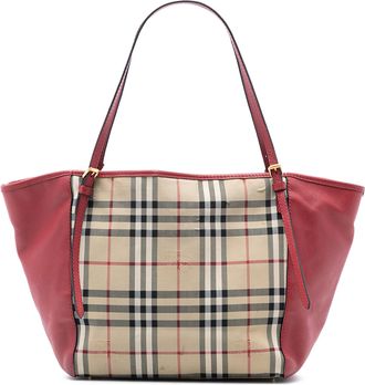 Burberry Pre-owned Womens Small Haymarket Check Canvas And Leather Canterbury Tote - Ivory Textile - One Size