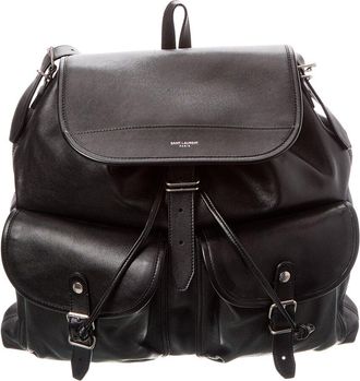 Saint Laurent Logo Leather Backpack