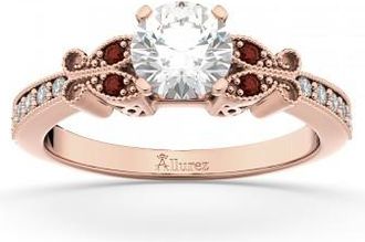Allurez Butterfly Diamond & Garnet Engagement Ring 14k Rose Gold (0.20ct)