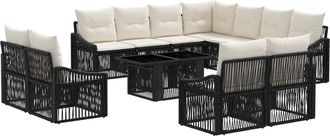 vidaXL Conjunto De Sof&aacute;s De Jard&iacute;n 12 Uds. Negro Y Blanco Crema Vidaxl