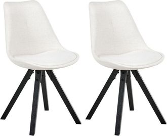 Beliani Set of 2 Dining Chairs Armless Scandinavian Upholstery Light Beige Hedley