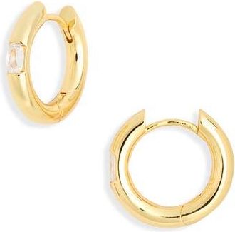 Nordstrom Rack Cubic Zirconia Huggie Hoop Earrings in Clear- Gold at Nordstrom Rack