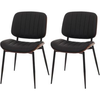 Hhg Hhg - Nunca Usado] Juego De 2 Sillas De Comedor 182, Silla De Cocina, Madera Curvada Imitaci&oacute;n Cuero Oeko-tex Mvg, Aspecto Nogal, Negro