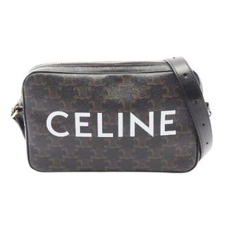 Celine Pre-owned Cross Body Bags, male, Brown, Size: ONE SIZE Pre-owned Triomphe PVC Coated Canvas Leather Shoulder Bag